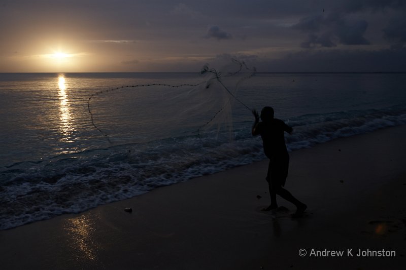 0408_40D_2675 No Adjust.jpg - Fisherman casting net on Gibb's Beach, Barbados. Approximation to in-camera JPEG